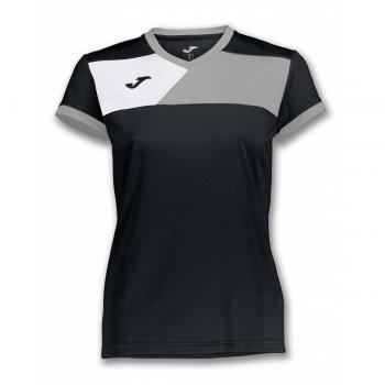 Joma Camiseta Crew II M/C Negro-Gris Mujer - Camiseta técnica de Manga Corta, Mujer, Negro -