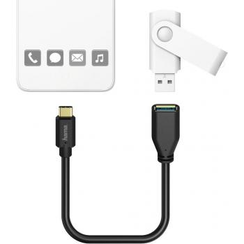 Cable Adaptador USB Tipo-C a USB Tipo-A OTG 15cm Negro