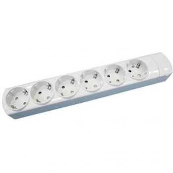 Base de Enchufe Múltiple Schuko Profesional con 6 Tomas y Cable, 16A, Color Blanco