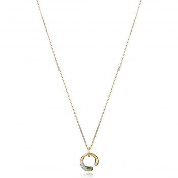 Collar Viceroy Elegant de Plata de Ley con Baño de Oro, Colgante de Aro Abierto con Circonitas Verdes, Azules y Blancas 15117C100-39