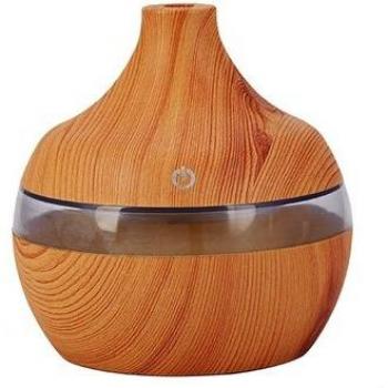 Humidificador de aire ultrasónico de 300ml con difusor de aroma y 7 luces nocturnas de color - USB, efecto madera