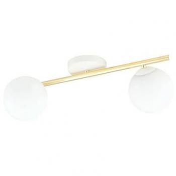 Lámpara de Techo Splendi, Acero Blanco y Oro, Vidrio, 55x20x29 cm