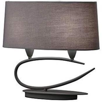 Lámpara de sobremesa Lua 2 Bombillas E27, gris ceniza con pantalla gris ceniza, fabricada en metal y tela, altura de 40 cm