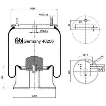 Fuelle de suspensión neumática FEBI BILSTEIN 40256 con resorte de aire