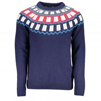 Gant Blue Wool Sweater - L, Round-neck Knitwear, male, Blue, Size: L with Contrasting Details