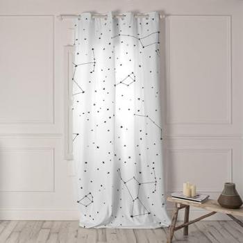 Cortina HappyFriday Constellation 140x300 cm, 100% Poliéster, Multicolor Estrellas, Fabricado en España
