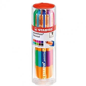 STABILO - Rollerball con tinta de baja viscosidad pointVisco, Estuche con 10 colores