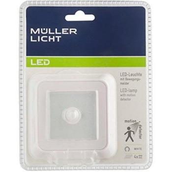 Lámpara LED Müller-Licht con detector de movimiento 0.5W, 13lm, blanca, incluye pilas AAA