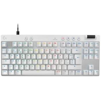 Logitech G Pro X TKL Rapid - Teclado Gaming Mecánico Blanco con Retroiluminación RGB, Interruptores Analógicos Magnéticos y Modo de Disparo Rápido, USB, QWERTY