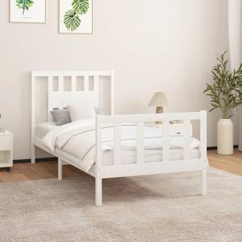 Cama de madera maciza de pino blanco con cabecero 90x200 cm