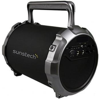 Sunstech MASSIVE-S2BK - Altavoz Portátil con Bluetooth, Micrófonos, Radio, USB, SD y Aux-In, 21 W RMS, Negro