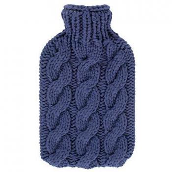 Fashy Bolsa de agua caliente con funda de punto, color azul, 2,0 L. 67353 50