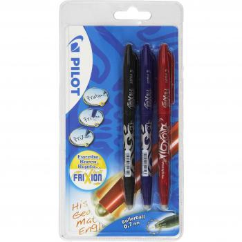Pilot - Conjunto de 3 Bolígrafos Frixion Ball Borrables, Colores Azul, Negro y Rojo