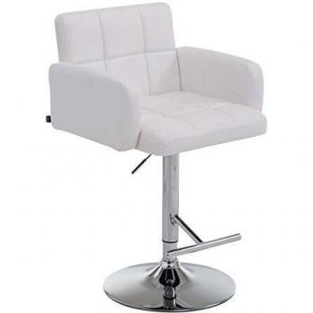 Taburete de Bar Los Ángeles Blanco Cromado con Asiento Imbottito y Altura Regulable