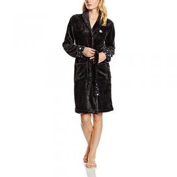 O'moi Peignoir doudou fantaisie femme - Albornoz para mujer, color negro, talla 36/38