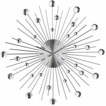 Reloj de Péndulo con Pedrería de Aluminio - Diámetro 50 cm - Plata