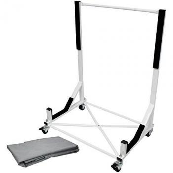 Soporte de Hardtop ECD Alemania - Acero Blanco - 76,5 x 52 x 93,5 cm - Con Cubierta Protectora XXL y 4 Ruedas Bloqueables