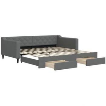 Sofá cama nido con cajones tela gris oscuro 100x200 cm