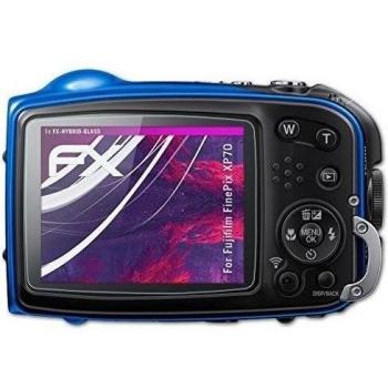 atFoliX Lámina Protectora de plástico Cristal Compatible con Fujifilm FinePix XP70 Película Vidrio, 9H Hybrid-Glass FX Protector Pantalla Vidrio Templado de plástico