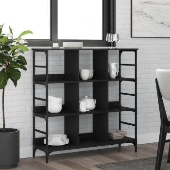 vidaXL Black Engineered Wood Sideboard 102x32x103.5 cm