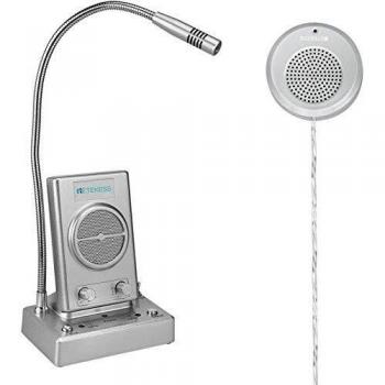 Retekess TW102 Sistema de Intercomunicación Ventana,Cable de 2M con Altavoz Exterior,Conecte el Micrófono Inalámbrico, el Sistema de Intercomunicación para Oficina, Hotel, Museo, Centro Médico