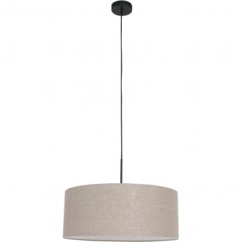 Lámpara de Techo Colgante Cilíndrica Sparkled Light en Negro Mate con Pantalla Gris E27 500mm