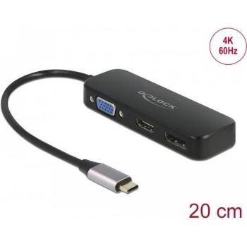 Adaptador Multipuerto USB-C a VGA, HDMI y DisplayPort 4K 60 Hz - Delock