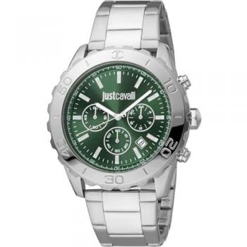 Just Cavalli Men's Quartz Watch JC1G214M0055 - Gray Strap, Green Dial