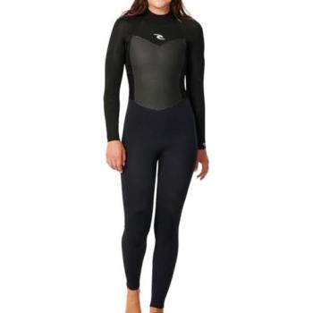 Rip Curl Omega 4/3mm Steamer Traje de Neopreno de Manga Larga con Cremallera Trasera para Mujer 2024, Color Negro, Talla 6