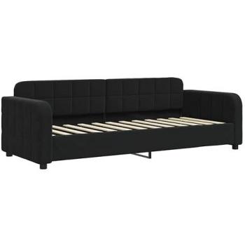 Sofá cama terciopelo negro 80x200 cm, sin colchón, cómodo, ideal como cama de invitados y sofá individual