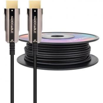 Nanocable Cable HDMI 2.0 de Fibra Óptica Activa (AOC) 4K@60Hz, 18Gbps, Conectores Macho a Macho, 50 Metros, Color