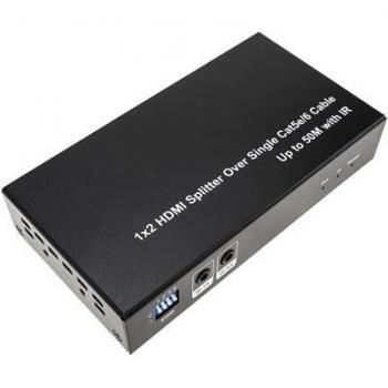 Multiplicador Extensor HDMI de 2 Puertos a través de Cable Ethernet Cat.5e hasta 50 m con IR - Bematik
