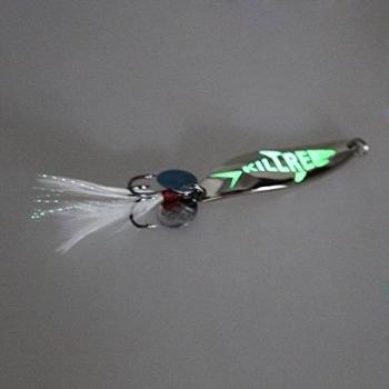EverTrust (TM) Reino Unido Metal pesca señuelo duro cebo cuchara ruido paillette de lentejuelas con pluma/gancho Agudos Noctilucent Luminous Night Glow - 5,5 cm/10g