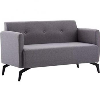 vidaXL Sofá 2 Plazas Tapizado Tela 115x60x67cm Gris Claro Silla Asiento Sillón