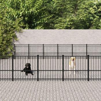 Jaula para perros de acero al aire libre 65,86 m² Vidaxl Negra