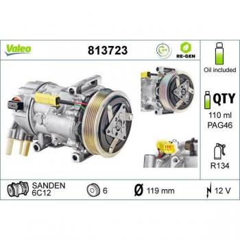Compresor de aire acondicionado Valeo 813723 para CITROËN C4, Berlingo, C5, C3 Picasso, DS3 y PEUGEOT 307, 207, 308, Partner, 208,