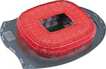 Rompecabezas 3D Nanostad Allianz Arena Bayer De Munich, Color Rojo - 119 Piezas
