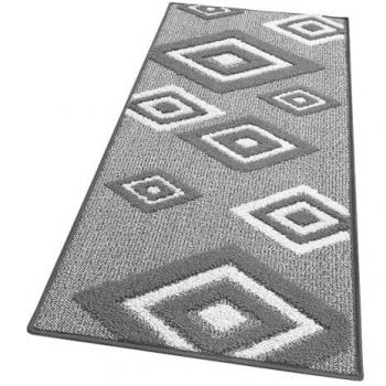 Alfombra de Cocina 3D Rombos Antideslizante Suave Absorbente Moderna Gris 57x270 cm