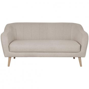 Sofá 3 plazas estilo nórdico de tela beige natural y madera ISIS