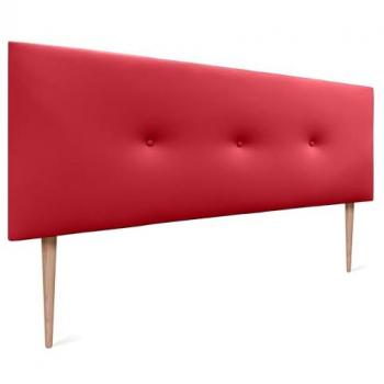 Cabecero de Polipiel Acolchado Liso con Botones y Patas 160x105cm - Rojo, Cabezal Moderno para Camas 150/160 cm
