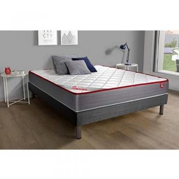 Somier gris Vitalit + colchón de espuma viscoelástica 140 x 200
