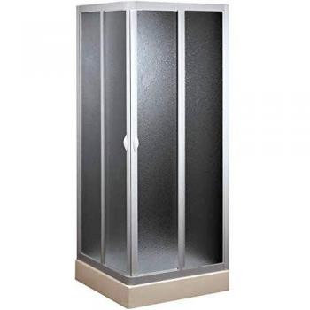 Mampara de Ducha Corredera Smart 80x80 cm en Acrílico con Apertura Central y Acabado Blanco Mate