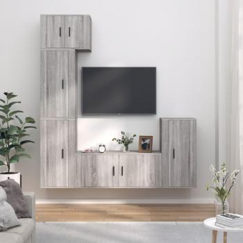 Set de muebles para TV 5 piezas gris Sonoma madera multicapa