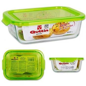 Quttin Fiambrera Rectangular con Tapa Verde, 20.5 x 15.3 cm, Multicolor, Talla Unica