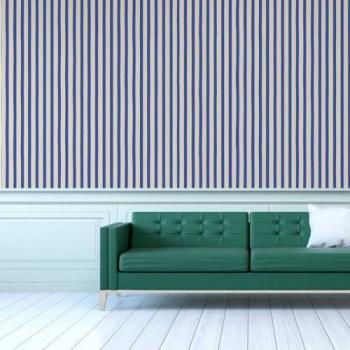 Papel pintado verano blanco y azul 52x1000cm - Hecho en Francia