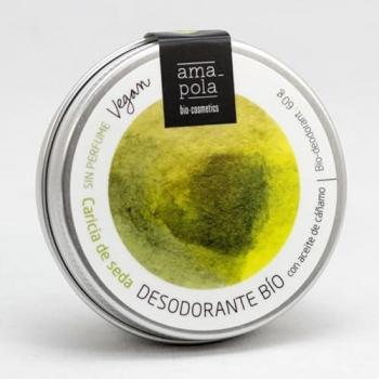 Desodorante Bio Sólido Caricia de Seda 60g Amapola Biocosmetics, unisex, ideal para adultos