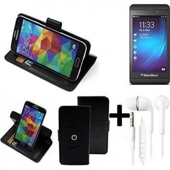 TOP SET: 360° Funda Smartphone para Blackberry Z10, negro + Auriculares | Función de stand Caso Monedero BookStyle mejor precio, mejor funcionamiento - K-S-Trade | Funda Universal Caso Monedero cubierta del tirón Monedero Monedero