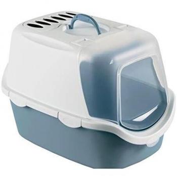 Stefanplast Cathy Easy Clean Bandeja Higiénica con Cubierta para Gatos, 58 x 45 x 48 cm, Color Azul