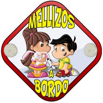 Placa bebé a bordo mellizos a bordo niño niña