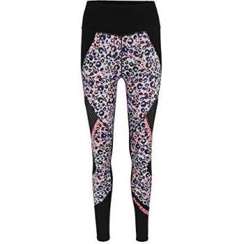 Superdry Active Mesh Panel Leggings Leggins, Lola Leopard Coral Estampado, 34 para Mujer